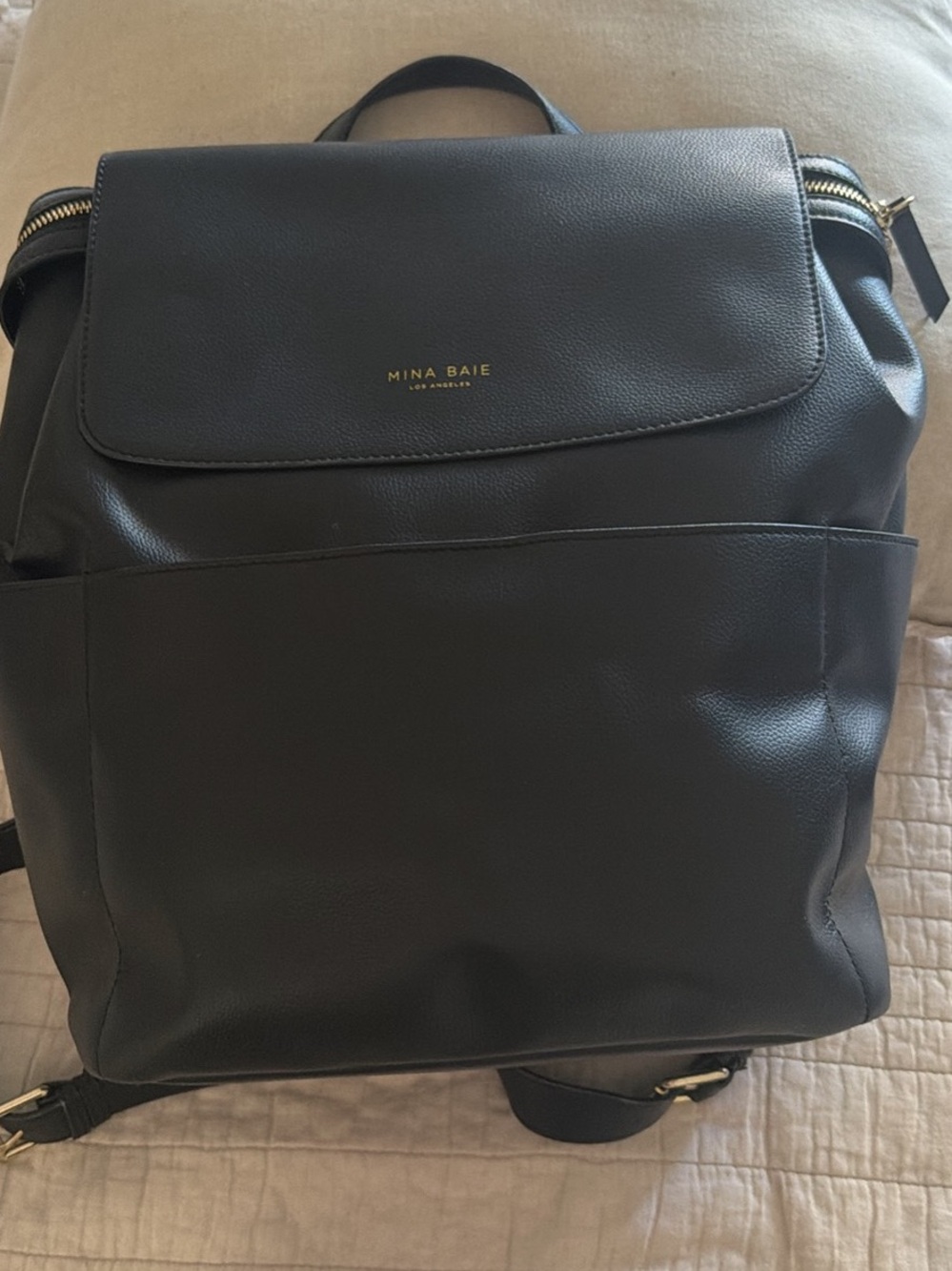 Mina Baie Black Leather-Effect Women's Backpack